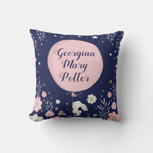 ガーデンフローラバニーラビット子供部屋デコークッション クッション (正面)