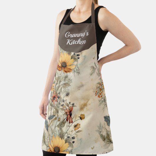 ガーデンフローラパーソナライズされたオールオーバープリント エプロン (インサイチュ)