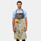 ガーデンフローラパーソナライズされたオールオーバープリント エプロン (着用した状態)