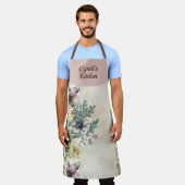 ガーデンフローラパーソナライズされたオールオーバープリント エプロン (着用した状態)
