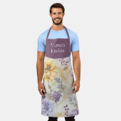 ガーデンフローラパーソナライズされたオールオーバープリント エプロン (着用した状態)