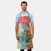ガーデンフローラパーソナライズされたオールオーバープリント エプロン (着用した状態)