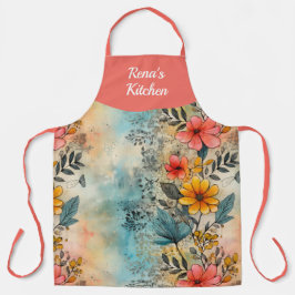 ガーデンフローラパーソナライズされたオールオーバープリント エプロン