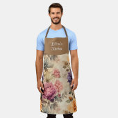 ガーデンフローラパーソナライズされたオールオーバープリント エプロン (着用した状態)