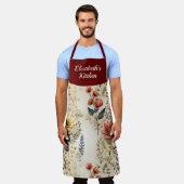 ガーデンフローラパーソナライズされたオールオーバープリント エプロン (着用した状態)
