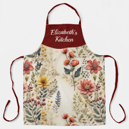 ガーデンフローラパーソナライズされたオールオーバープリント エプロン