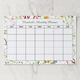 ガーデンフローラパーソナライズされた月プランナー ペーパーパッド