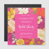 ガーデンフローラピンクブライダルシャワー マグネット招待状 (正面/裏面)