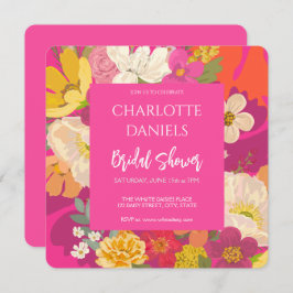 ガーデンフローラピンクブライダルシャワー 招待状