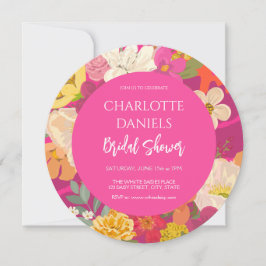ガーデンフローラピンクブライダルシャワー 招待状