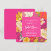 ガーデンフローラピンクブライダルシャワー 招待状 (正面/裏面)