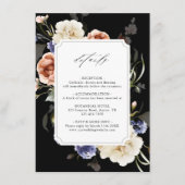 ガーデンフローラフレームエレガントなウェディング詳細ブラック エンクロージャーカード (正面)