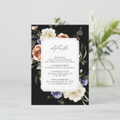 ガーデンフローラフレームエレガントなウェディング詳細ブラック エンクロージャーカード (スタンド正面)