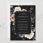 ガーデンフローラフレーム水結婚色の黒 招待状 (正面)