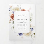 ガーデンフローラフレーム水結婚色 三つ折り招待状 (カバー)