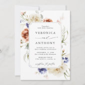 ガーデンフローラフレーム水結婚色 招待状 (正面)