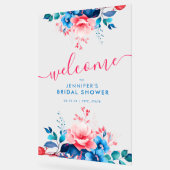 ガーデンフローラブライダルシャワーウェルカムブルーピンク アクリルサイン (傾斜)