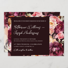 ガーデンフローラブルゴーニュ文字結婚書道 招待状