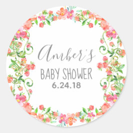 ガーデンフローラベリーベビーシャワーメッセージカードシール ラウンドシール