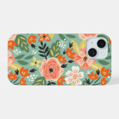ガーデンフローラル柄 iPhone 15ケース (裏面横)
