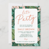 ガーデンフローラレッツパーティー任意の年齢誕生日 招待状 (正面)