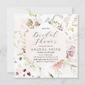 ガーデンフローラワイルドフラワーズ赤面ピンクブライダルシャワー 招待状 (正面)