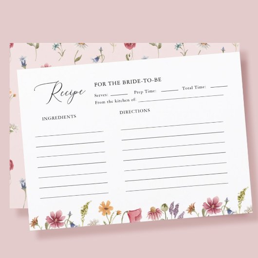 ガーデンフローラワイルドフラワーブライダルシャワーレシピ エンクロージャーカード