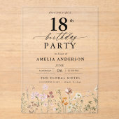 ガーデンフローラ書道18誕生日 アクリル招待状 (正面)