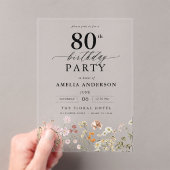 ガーデンフローラ書道80誕生日 アクリル招待状 (インサイチュ (ポータブル))