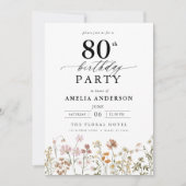 ガーデンフローラ書道80誕生日 招待状 (正面)