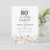 ガーデンフローラ書道80誕生日 招待状 (スタンド正面)