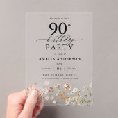 ガーデンフローラ書道90誕生日 アクリル招待状 (インサイチュ (ポータブル))