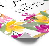 ガーデンフローラ水彩ブライダルシャワー標識 ポスター (角)