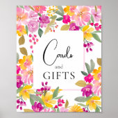 ガーデンフローラ水彩ブライダルシャワー標識 ポスター (正面)