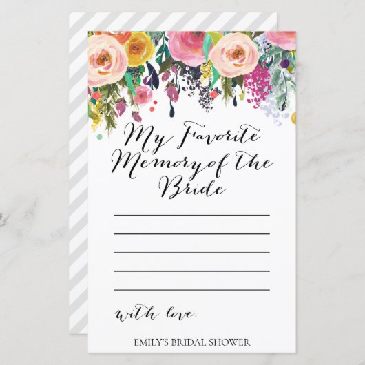 ガーデンブライダルシャワーお気に入りの – 花嫁のメモリ (正面/裏面)