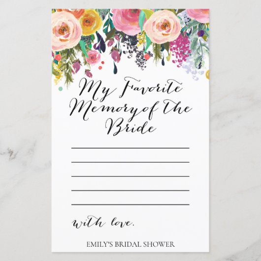 ガーデンブライダルシャワーお気に入りの – 花嫁のメモリ (正面)