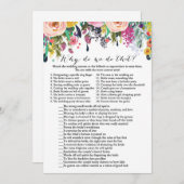 ガーデンブライダルシャワーゲームと回答5 x 7サイズ 招待状 (正面/裏面)