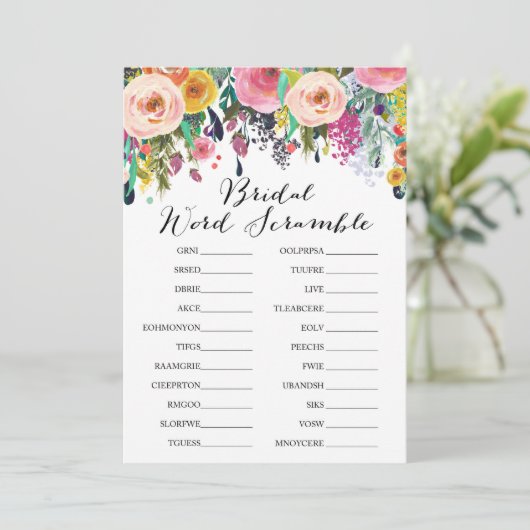 ガーデンブライダルシャワーゲームと回答5 x 7サイズ 招待状 (スタンド正面)