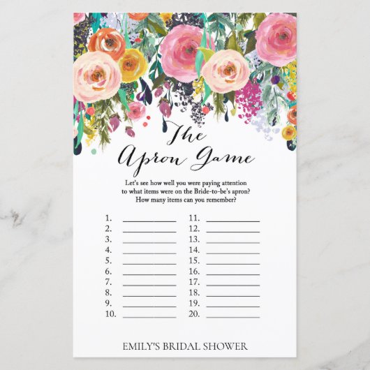 ガーデンブライダルシャワーゲームプリント (正面)