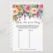 ガーデンブライダルシャワーゲーム – 彼らは何歳だった (正面/裏面)