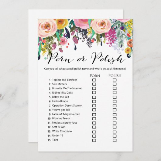 ガーデンブライダルシャワーゲーム（5x7サイズ） 招待状 (正面/裏面)