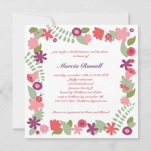 ガーデンブライダルシャワー招待 招待状 (正面)