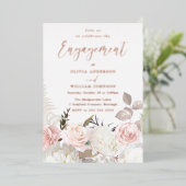 ガーデンブラッシュ フローラル ローズゴールド 婚約パーティー 箔招待状 (立ち正面)