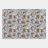 ガーデンブルーラッピング紙フラットシートセット3 ラッピングペーパーシート (正面3)