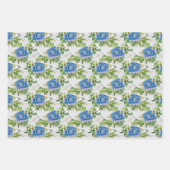 ガーデンブルーラッピング紙フラットシートセット3 ラッピングペーパーシート (正面)