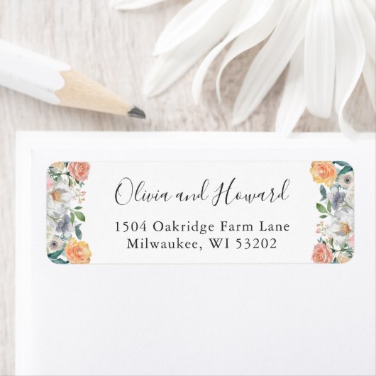 ガーデンブロッサムバラ牡丹フローラ差出人住所 ラベル (インサイチュ)