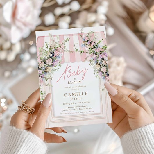 ガーデンベビーイン開花ガールベビーシャワー招待状 招待状