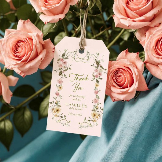 ガーデンベビーイン開花ベビーシャワーありがとうラベル ギフトタグ
