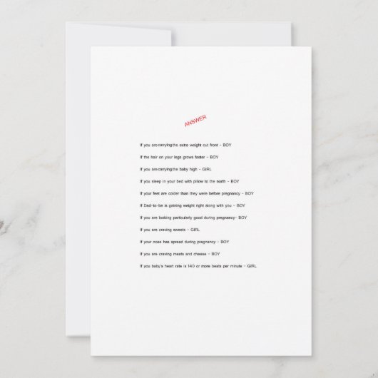 ガーデンベビーシャワーゲームと回答5 x 7サイズ 招待状 (裏面)