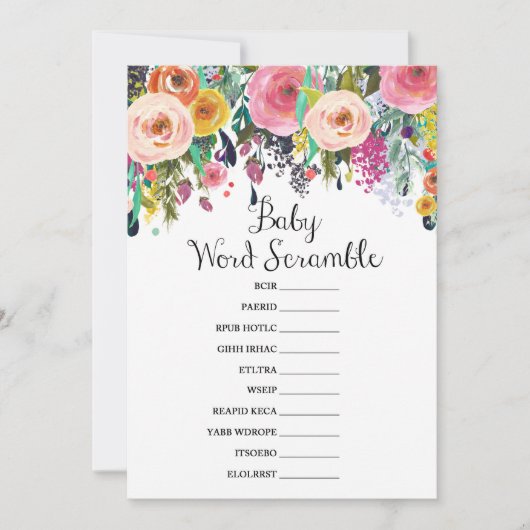 ガーデンベビーシャワーゲームと回答5 x 7サイズ 招待状 (正面)